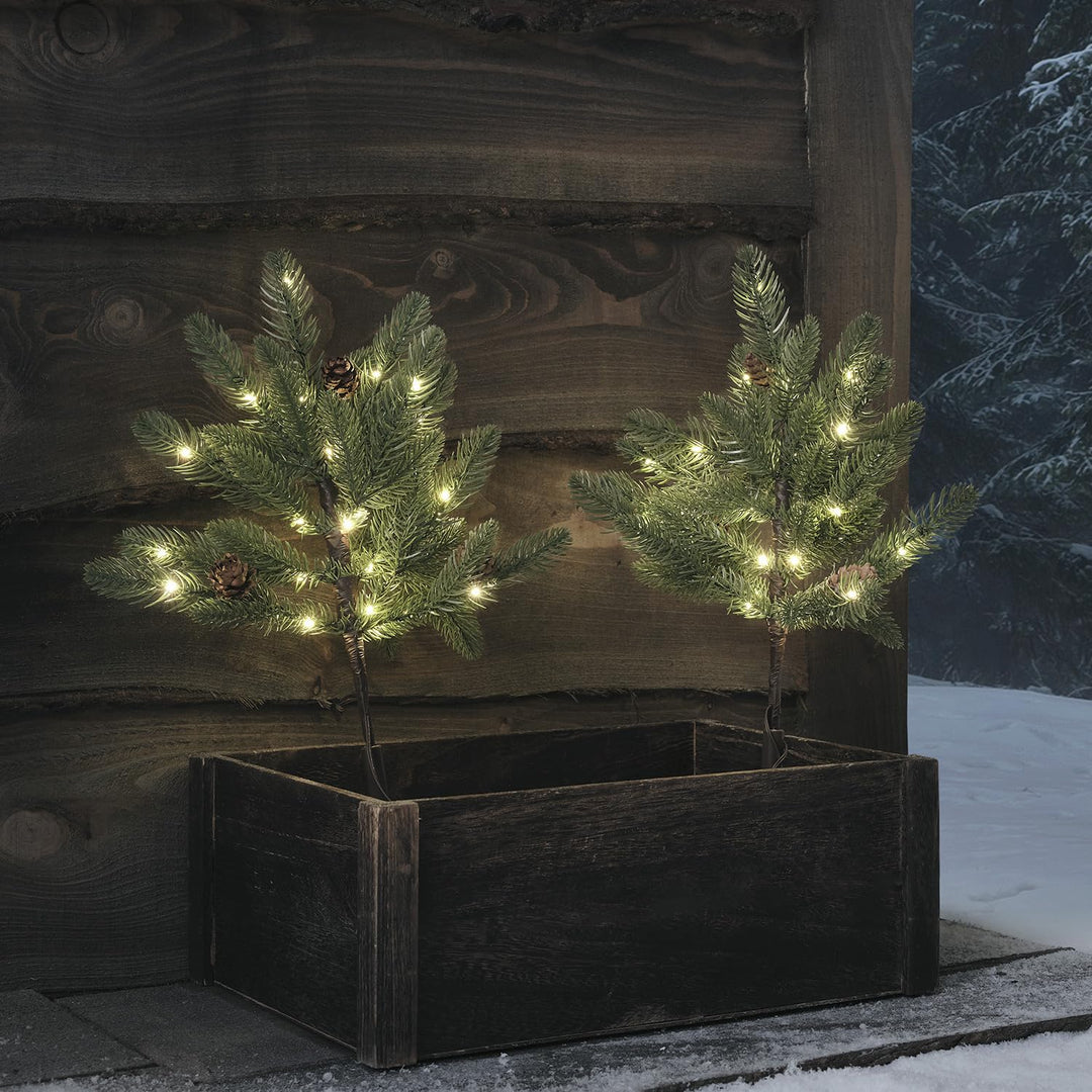 Lights4fun 2er Set 18cm LED Tannenbaum Künstlich mit Timer warmweiss Batteriebetrieben Weihnachtsdek