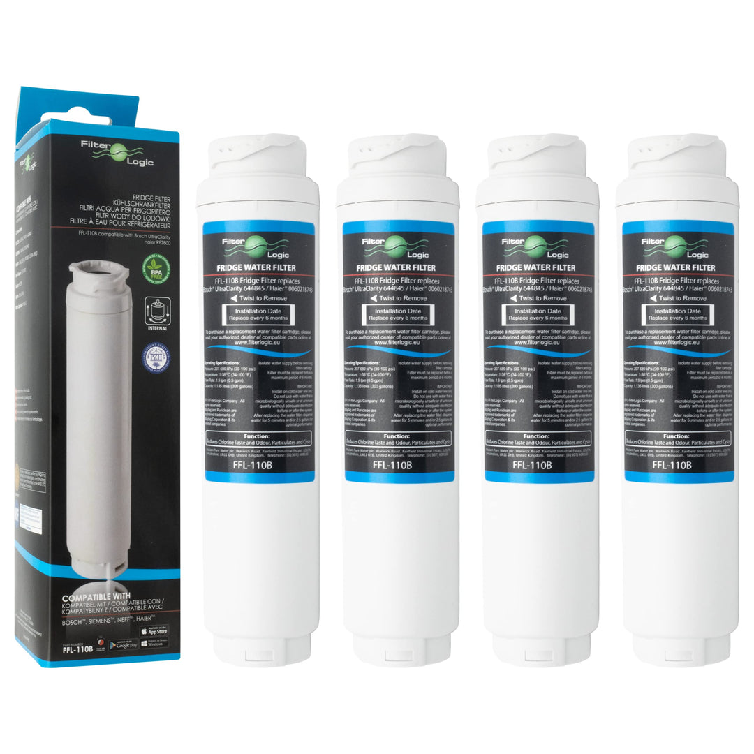 FilterLogic FFL-110B | 4x Wasserfilter kompatibel mit SIEMENS BOSCH NEFF UltraClarity 11028820 11028