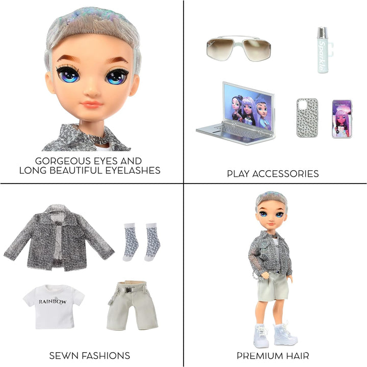 Rainbow High Modepuppe – Aidan Russel - Lila Junge Puppe – Modisches Outfit & 10+ Bunte Spiel-Access