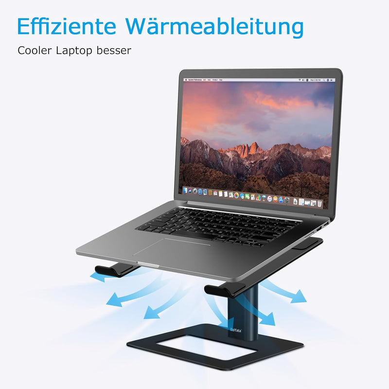 BoYata Laptopständer, Höhenverstellbarer Laptop-Riser, Belüfteter Aluminium-Notebookhalter für Schre