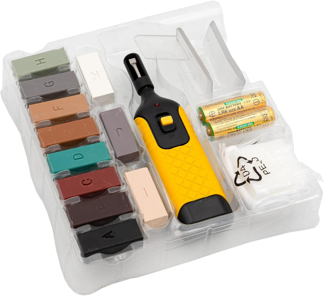 DRULINE Reparatur-Set Fliesen & Steinböden 17tlg. | Bodenreparaturset inkl. Wachsschmelzer, für Stei
