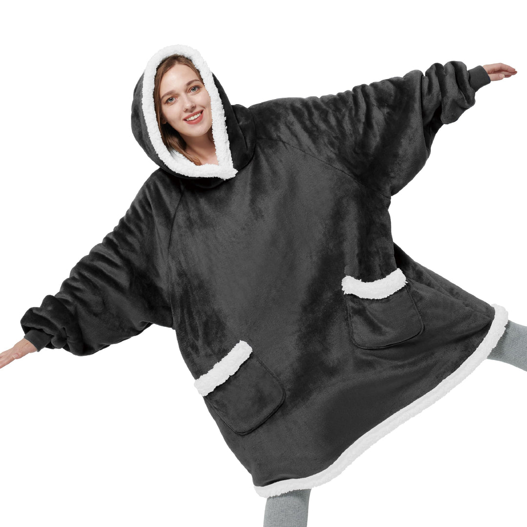 BEDSURE Hoodie Decke mit Ärmeln und Kapuze - Oversize Sherpa Deckenpullover als Geschenke für Herren