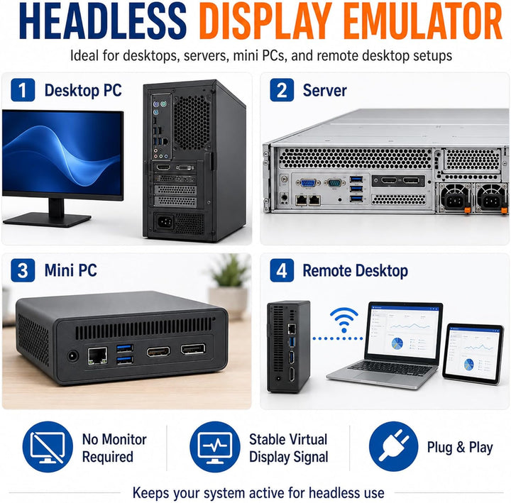 DP - DisplayPort Display & EDID Emulator Plug (2K: 2560x1600@30Hz, 4K: 4096x2160@60Hz) - DisplayPort