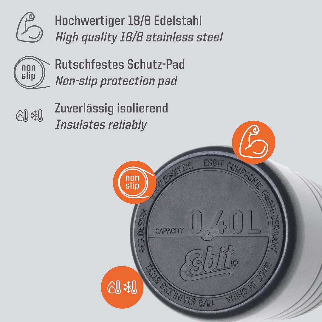Esbit Thermobehälter Majoris | Edelstahl | BPA-Frei | Schwarz & Silber | 0,4L & 0,55L | für warme Sp