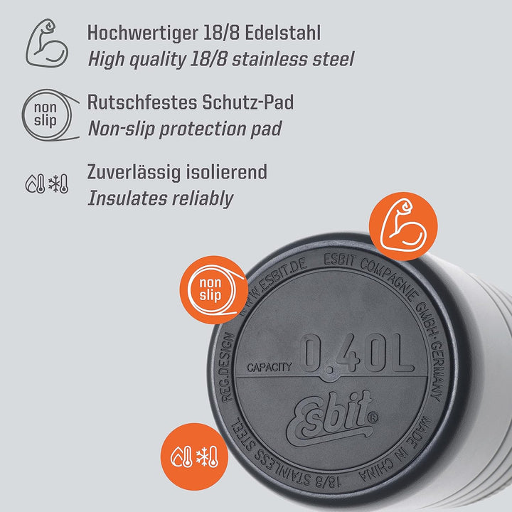 Esbit Thermobehälter Majoris | Edelstahl | BPA-Frei | Schwarz & Silber | 0,4L & 0,55L | für warme Sp