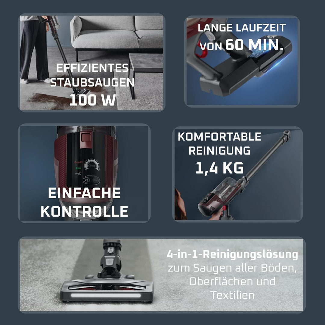 Rowenta X-Pert 6.80 kabelloser Akku-Stabstaubsauger, leistungsstarke 100 AW | Lange Laufzeit bis zu