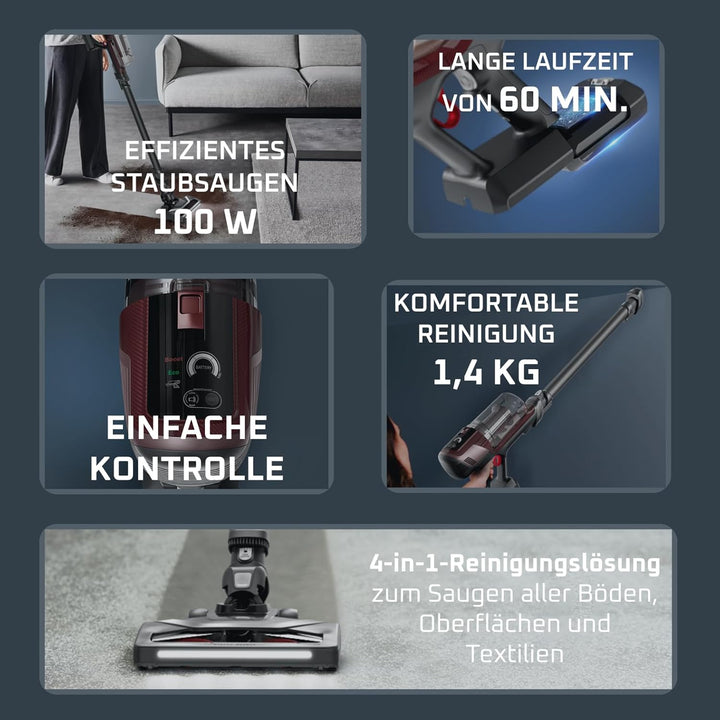 Rowenta X-Pert 6.80 kabelloser Akku-Stabstaubsauger, leistungsstarke 100 AW | Lange Laufzeit bis zu