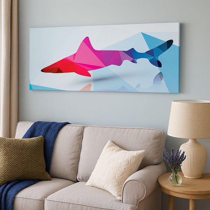 Wandbilder Dekoration Wohnzimmer Hai Illustration modern Grafik Panorama Bilder auf Leinwand 120x50c
