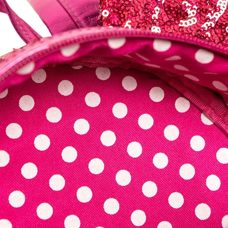 Loungefly Disney Minnie Mouse Magenta Pailletten Damen Doppelriemen Schultertasche Geldbörse, magent