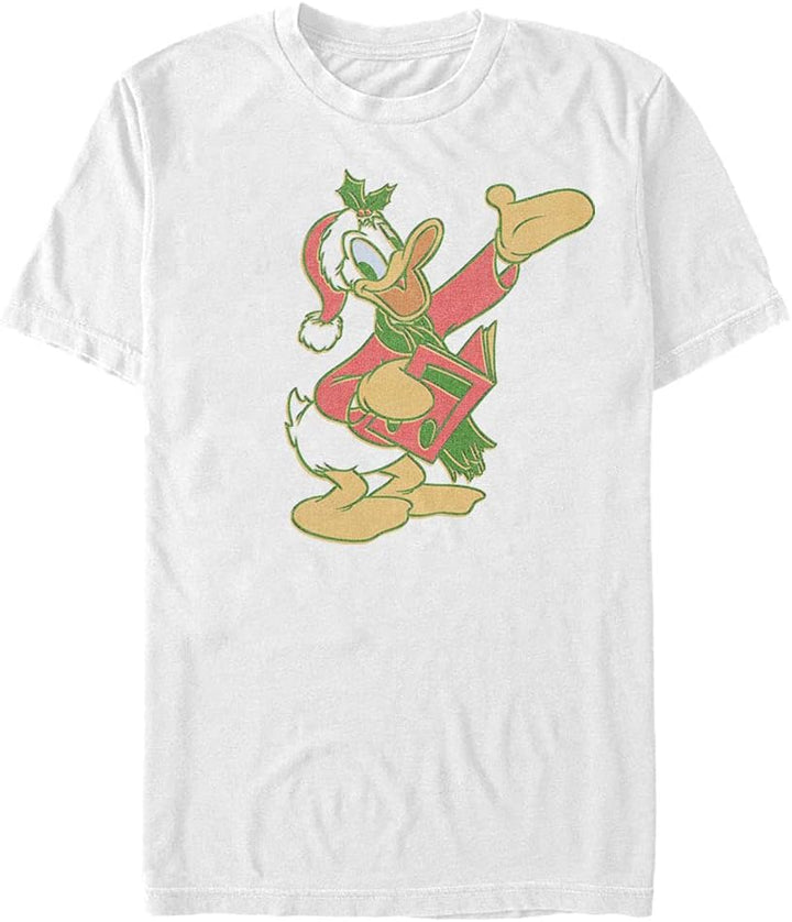 Disney Herren Mickey Classic Duck Carols T-shirt, Weiss, S