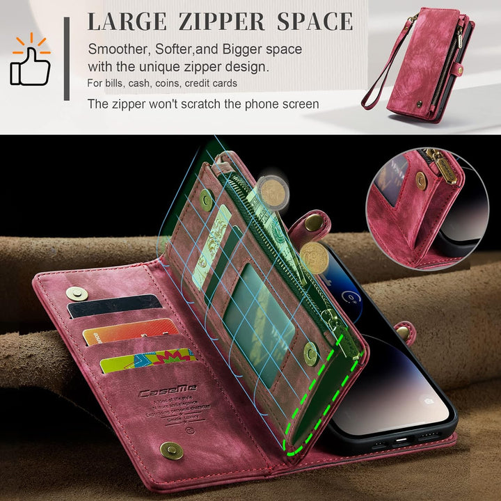 UFinetech iPhone 14 Pro Max Hülle, Flip Leder TPU Stossfeste Kartenfach Tasche Handyhülle iPhone 14