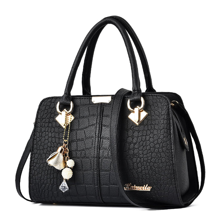 DIRRONA Damenhandtasche Mit Elegantem Anhänger Aus Weichem Verbessertem PU-Leder Und Goldenen Beschl