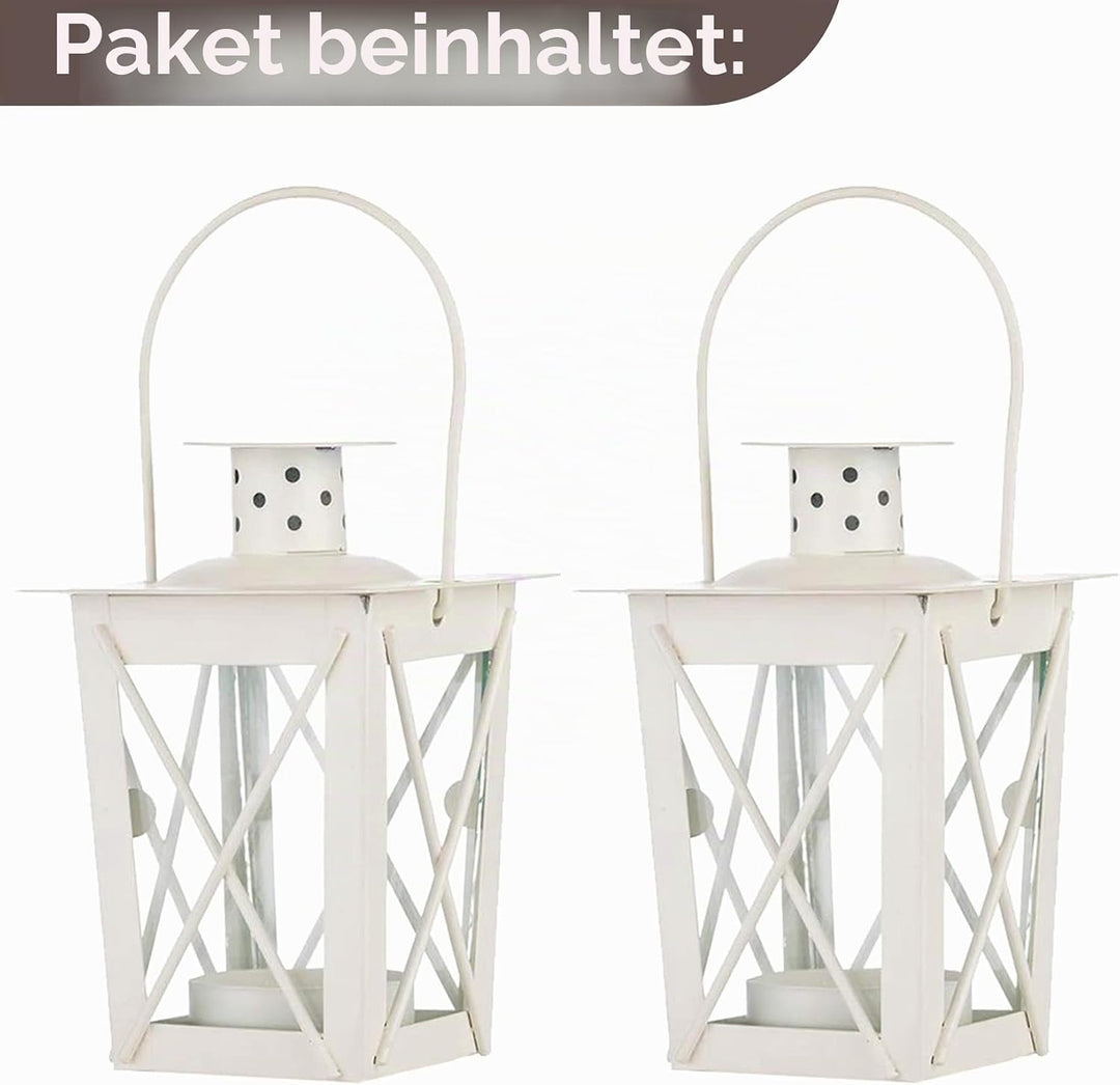 NUPTIO 2 Stück Lanterne en Verre à Terre Suspendue, Portable, Petite Rétro de Fer, Suspension de Déc