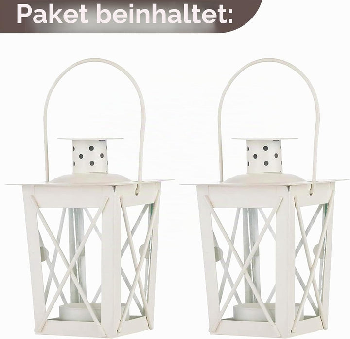 NUPTIO 2 Stück Lanterne en Verre à Terre Suspendue, Portable, Petite Rétro de Fer, Suspension de Déc