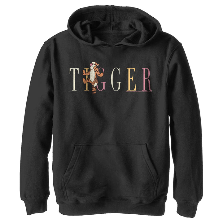 Disney Winnie The Pooh Tigger Fashion Boy's Hooded Pullover Fleece, Black, Small