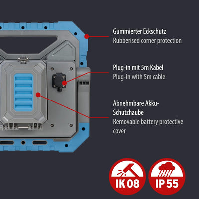 Brennenstuhl LED Hybrid Baustrahler BS 8050 MH (Kompatibel zum Bosch Professional 18V Akku System, A