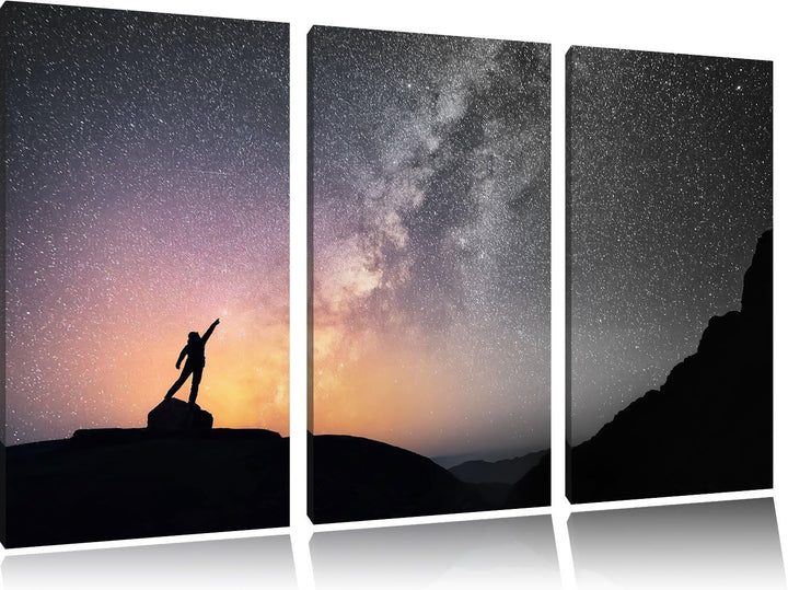 Pixxprint Sternenfänger Milchstrasse B&W Detail 3-Teiler Leinwandbild 120x80 Bild auf Leinwand