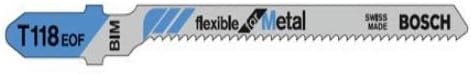 Bosch 3x Stichsägeblatt T 118 EOF Flexible for Metal (für Stahlbleche, Professional Zubehör Stichsäg