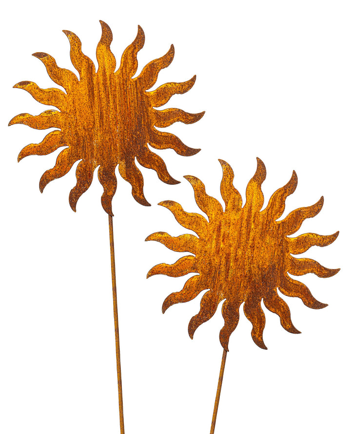 Blümelhuber Gartenstecker Rost Sonnen - Beetstecker Set aus 2 Figuren in Rostoptik als Gartendekorat