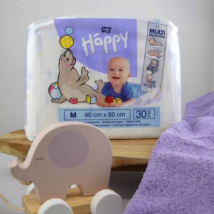 bella baby Happy Wickelunterlagen 40x60 cm ideal für unterwegs im 2er Pack (2x30 Stück) 30 Stück (2e
