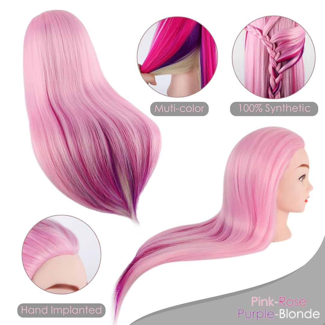 DaizySight Frisierkopf übungskopf Friseur 100% Synthetische Faser, Puppenkopf zum Frisieren Kinder,