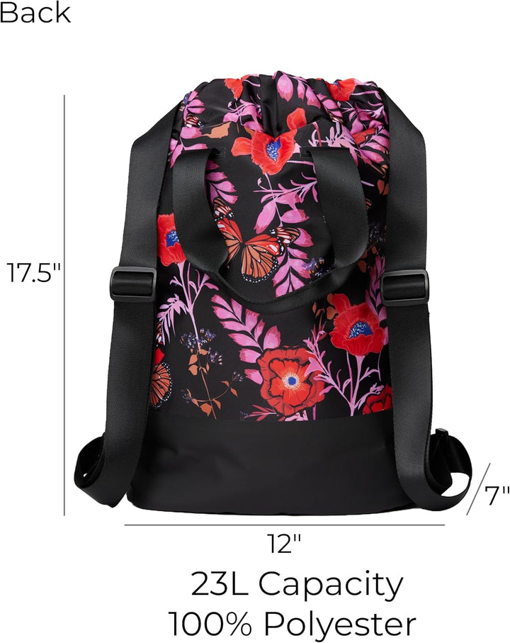 Vooray Flex Cinch Backpack - 23L Rucksack mit Kordelzug, Black Poppy