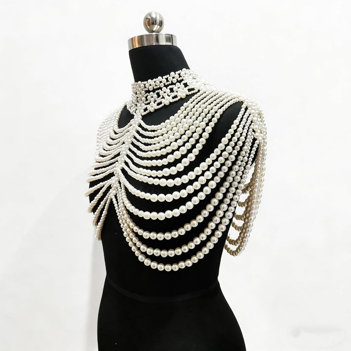 Vintage-Perlen-Umhang, Damenschal, Perlen-Capelet für Braut, Hochzeit, Steampunk-Kostüm Einheitsgrös
