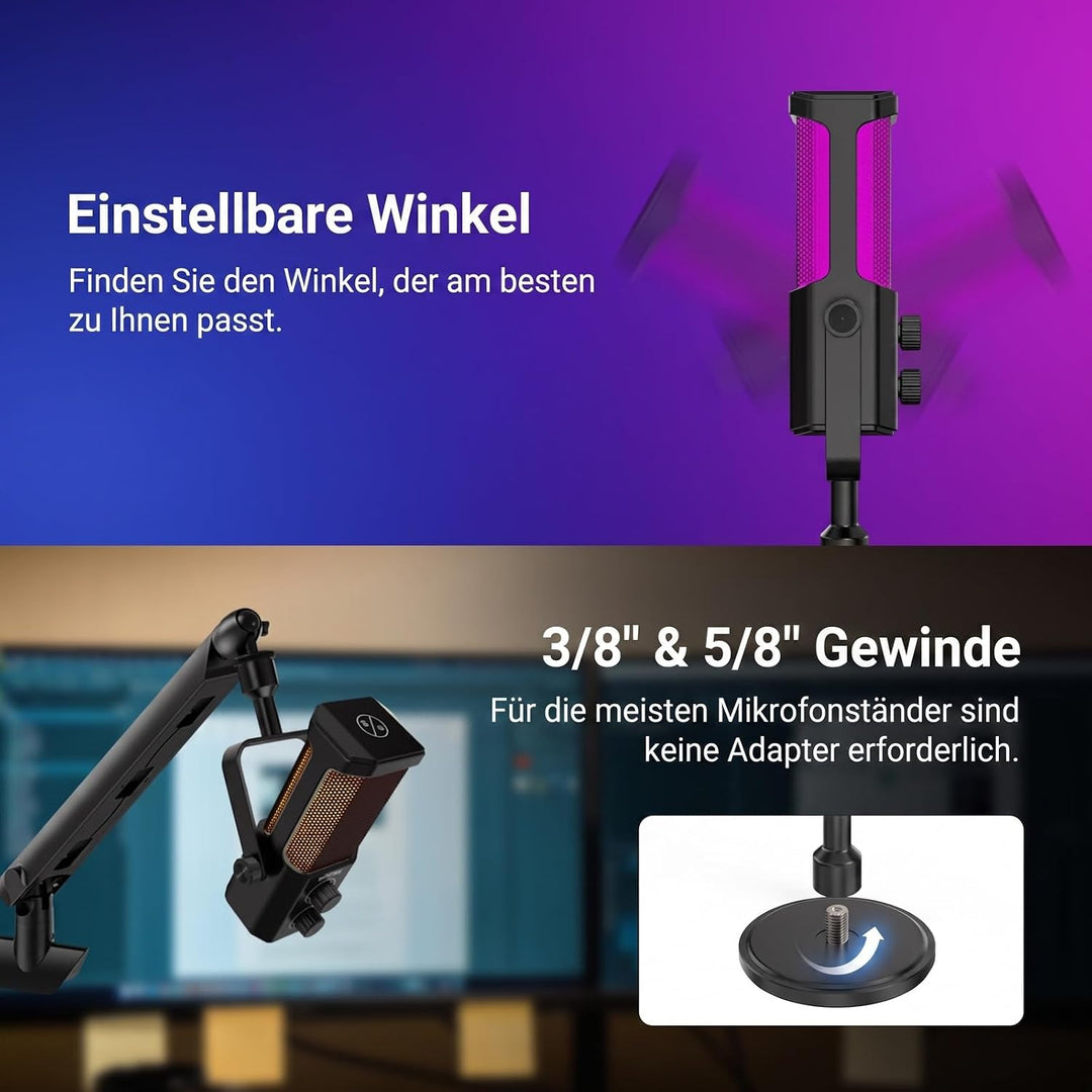 NEEWER UM01 USB Mikrofon mit AI Rauschunterdrückung, Plug &amp; Play Kondensatormikrofon mit Nierenchara