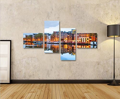 islandburner Bild Bilder auf Leinwand Amsterdam V3 Grachten Häuserzeile 4L XXL Poster Leinwandbild W