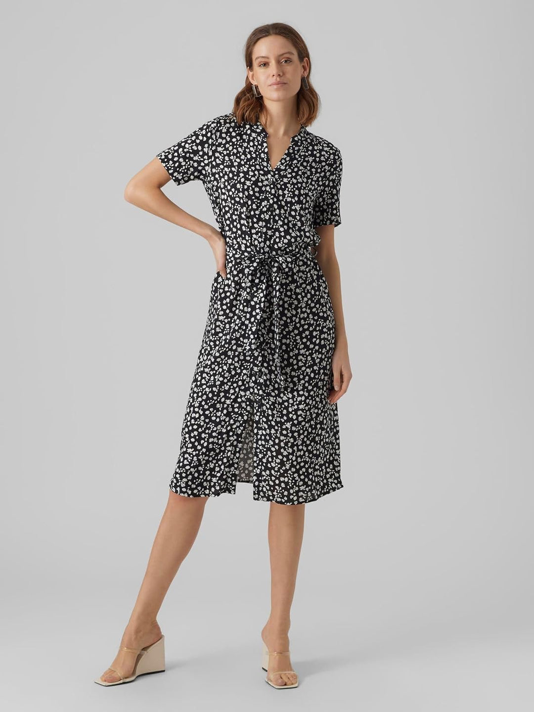 VERO MODA Female Kleid VMVICA Langes Kleid | Dress XS Schwarz, XS Schwarz