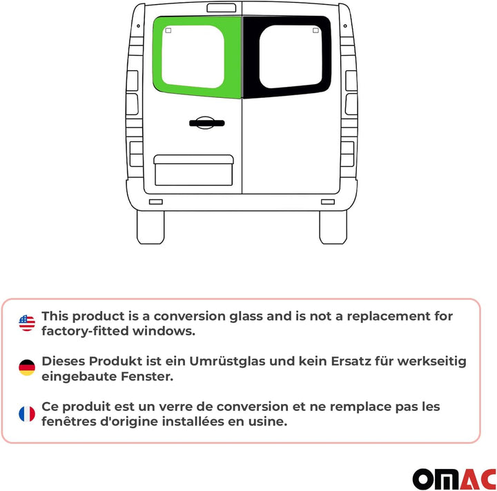 Heckscheibe Flügeltür Auto Fenster kompatibel mit Opel Vivaro 2001-2014 Doppelflügeltür Hinten Links