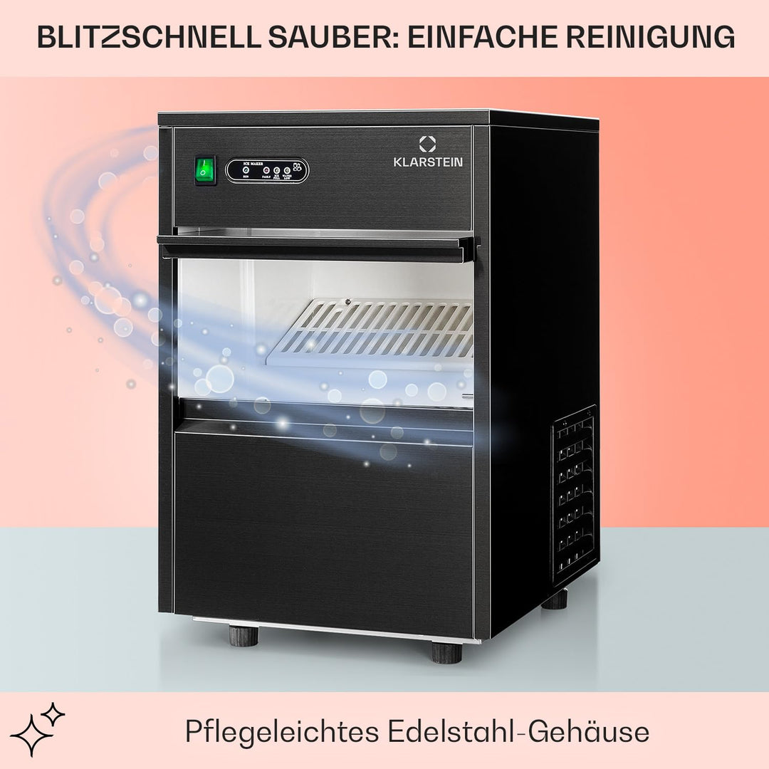 Klarstein Eiswürfelmaschine, Profi Ice Maker, Eiswürfelbereiter für Klare Eiswürfel, Eiswürfelmaschi