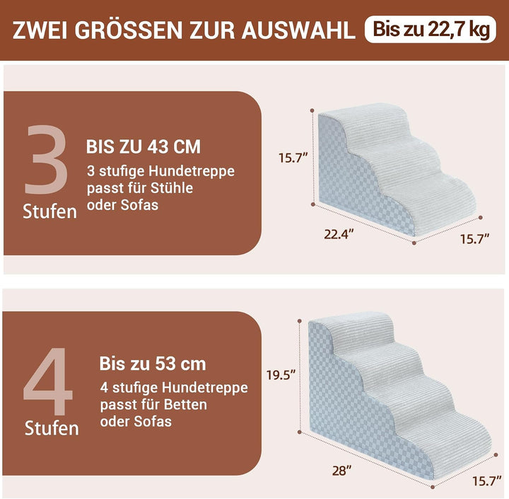 Exsnugy Hundetreppe für kleine Hunde 50cm,Haustiertreppe für Sofa &amp; Bett, Katzentreppe für Alte Katz