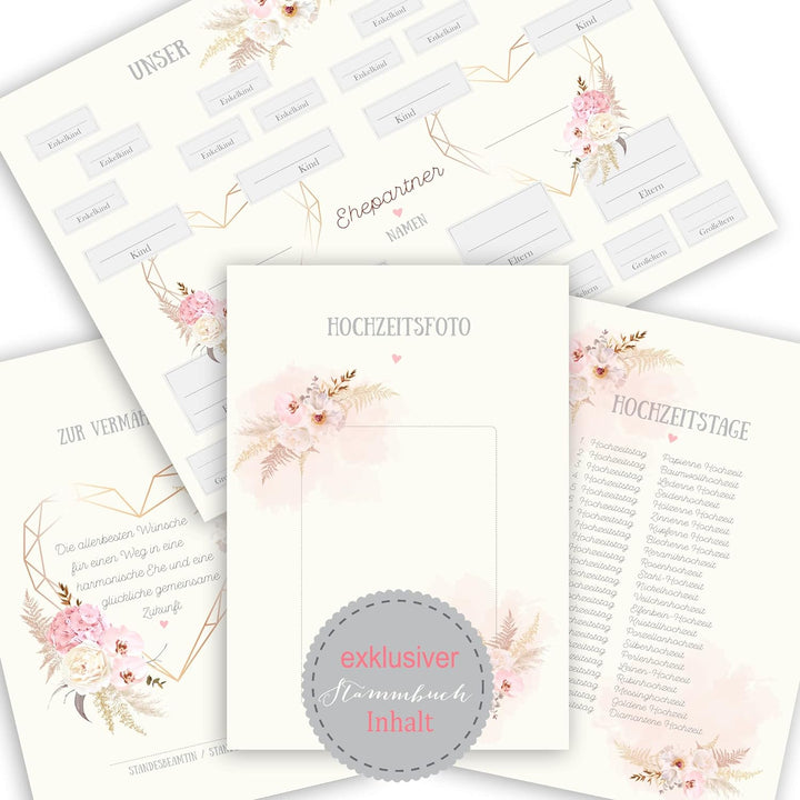 Stammbuch der Familie personalisiert Love Story rosa A5 ca. 18 x 23 cm Familienstammbuch Stammbücher