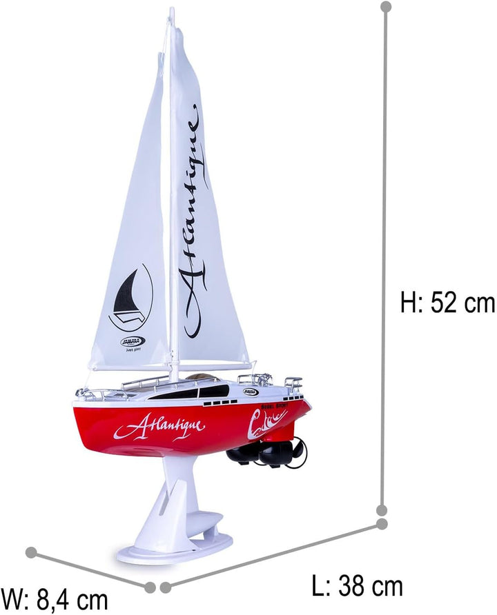 Jamara 040250 Atlantique Segelboot 2 Kanal 27MHz, RC Boot, 2 Antriebsmotoren, Weiss, S