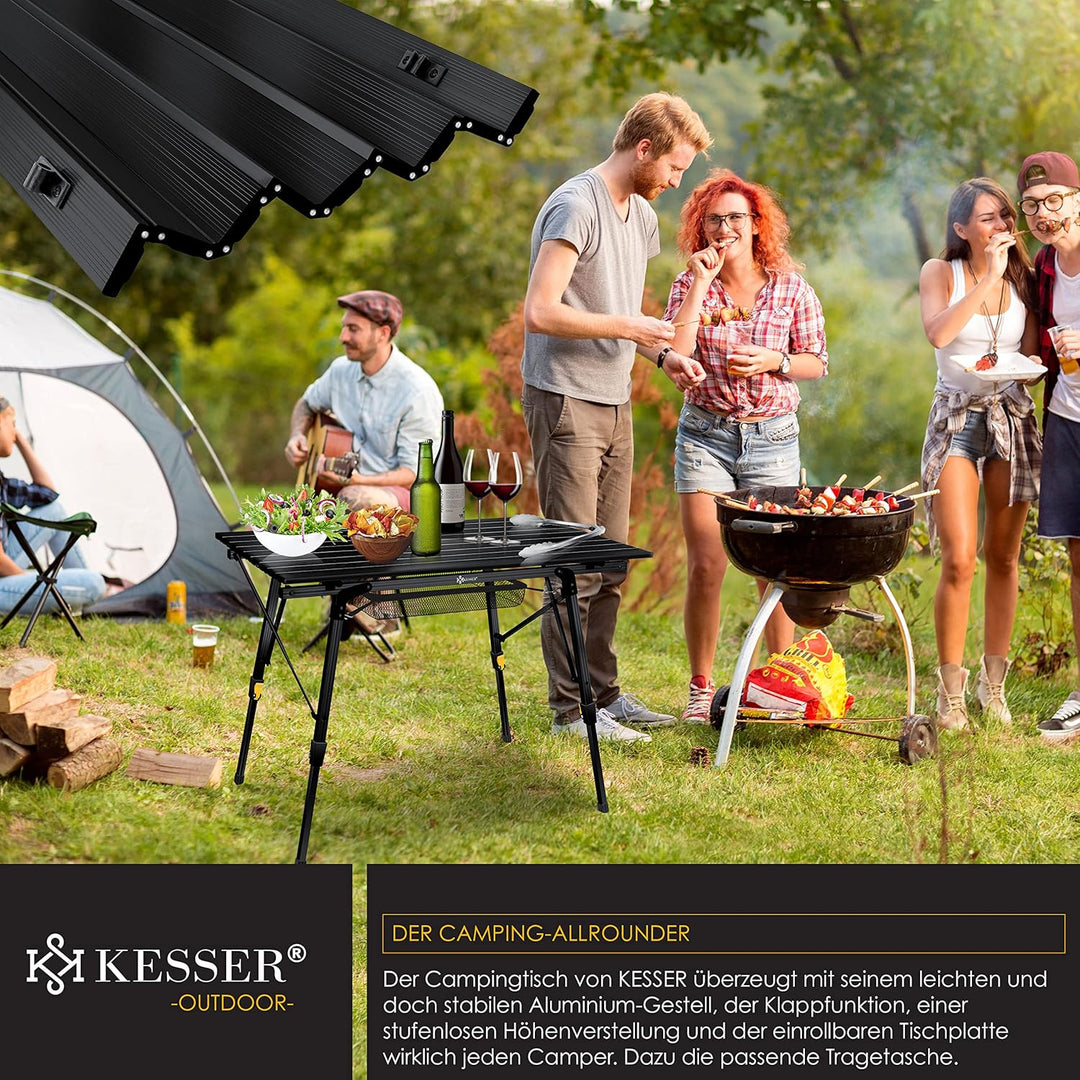 KESSER® Campingtisch faltbar Klapptisch mit Aluminiumrahmen Aufrollbare Tischplatte Falttisch klappb