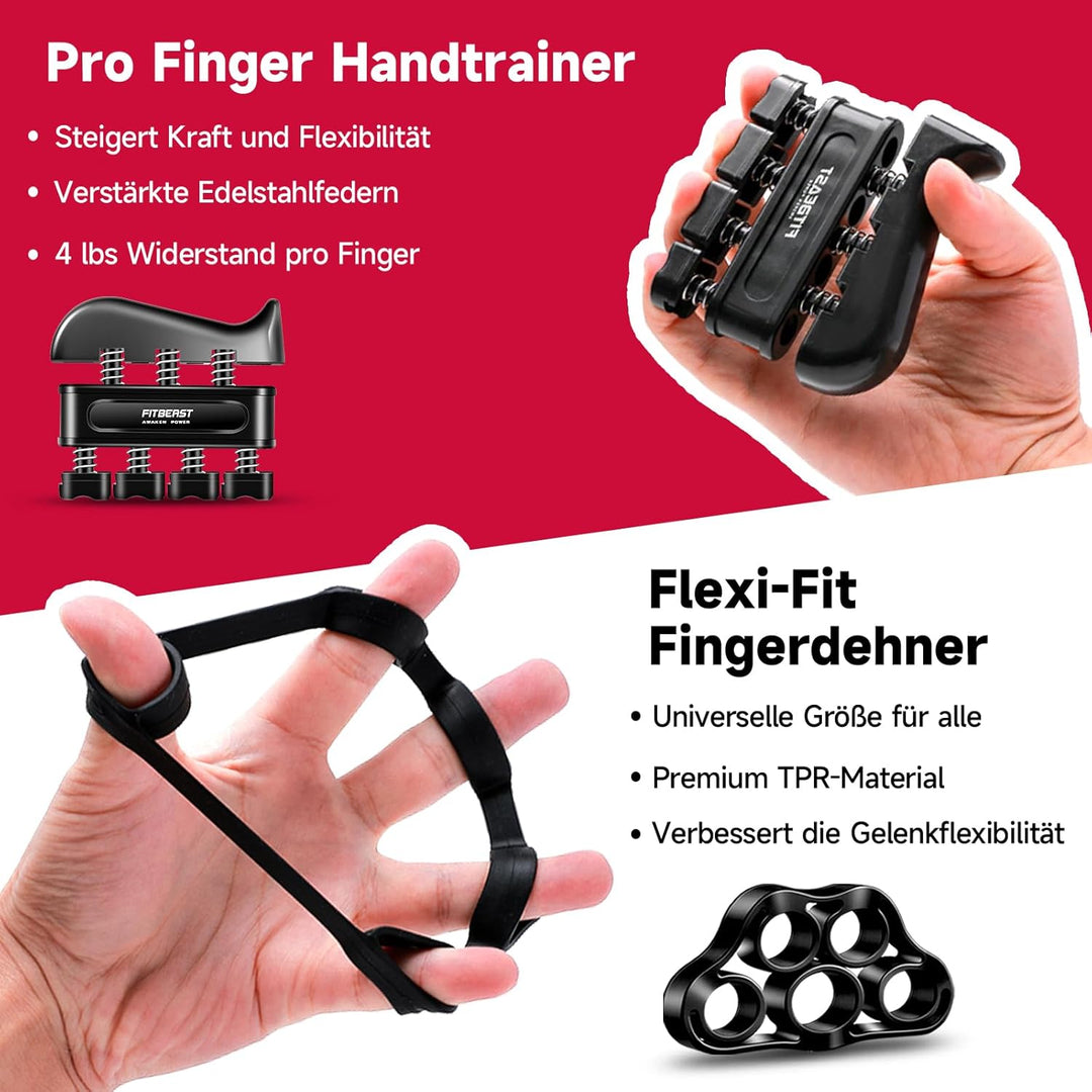 FitBeast Handtrainer Fingertrainer, Griffkraft Trainer Trainingsset - 5er-Pack, Verstellbarer Grip T