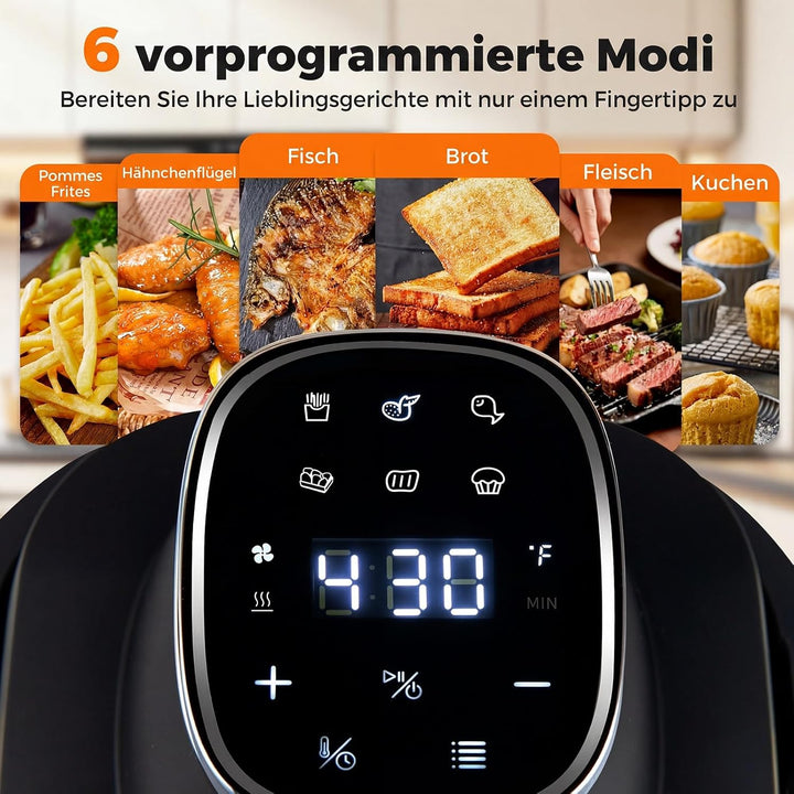 COSTWAY Air Fryer tragbar Glas Heissluftfritteuse 4 L/1,7 L, 6 in 1 Airfryer | Heissluftfrittieren &