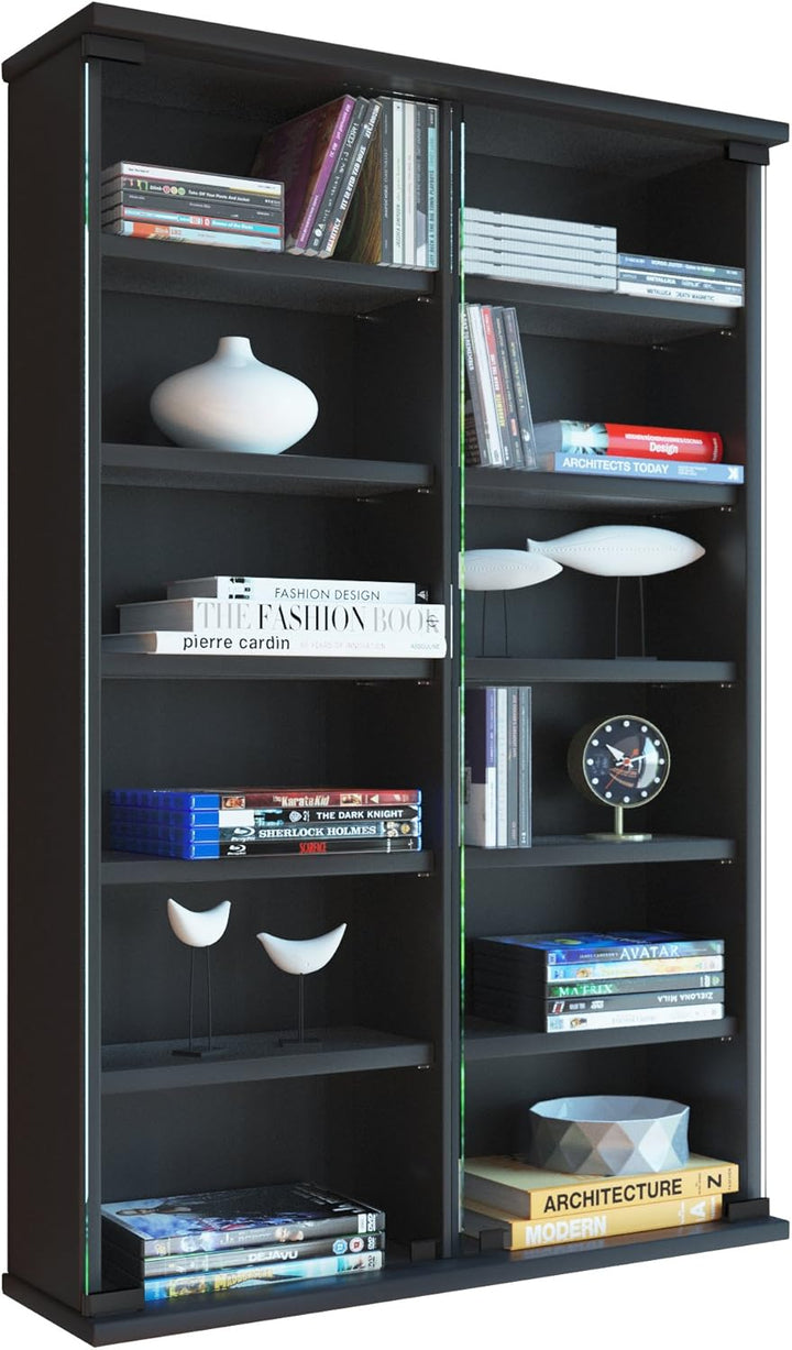 VCM Wandregal Hängeregal Wandschrank Hängeschrank Wandvitrine Wandschrank Schwarz 18 x 60 x 91,5 cm