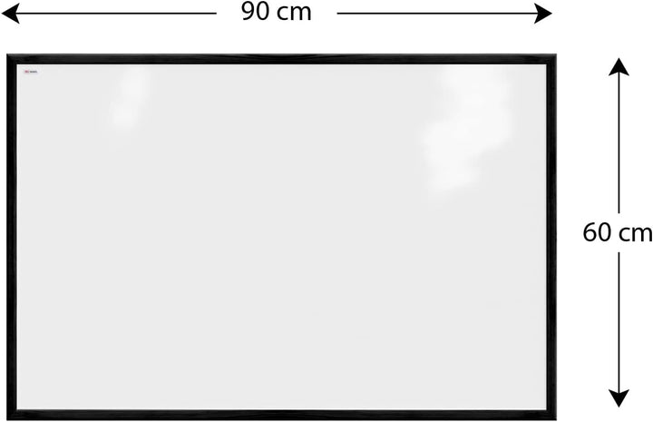 ALLboards Whiteboard mit schwarzem Rahmen 90x60cm Magnettafel Weiss Magnetisch, Trocken Abwischbar