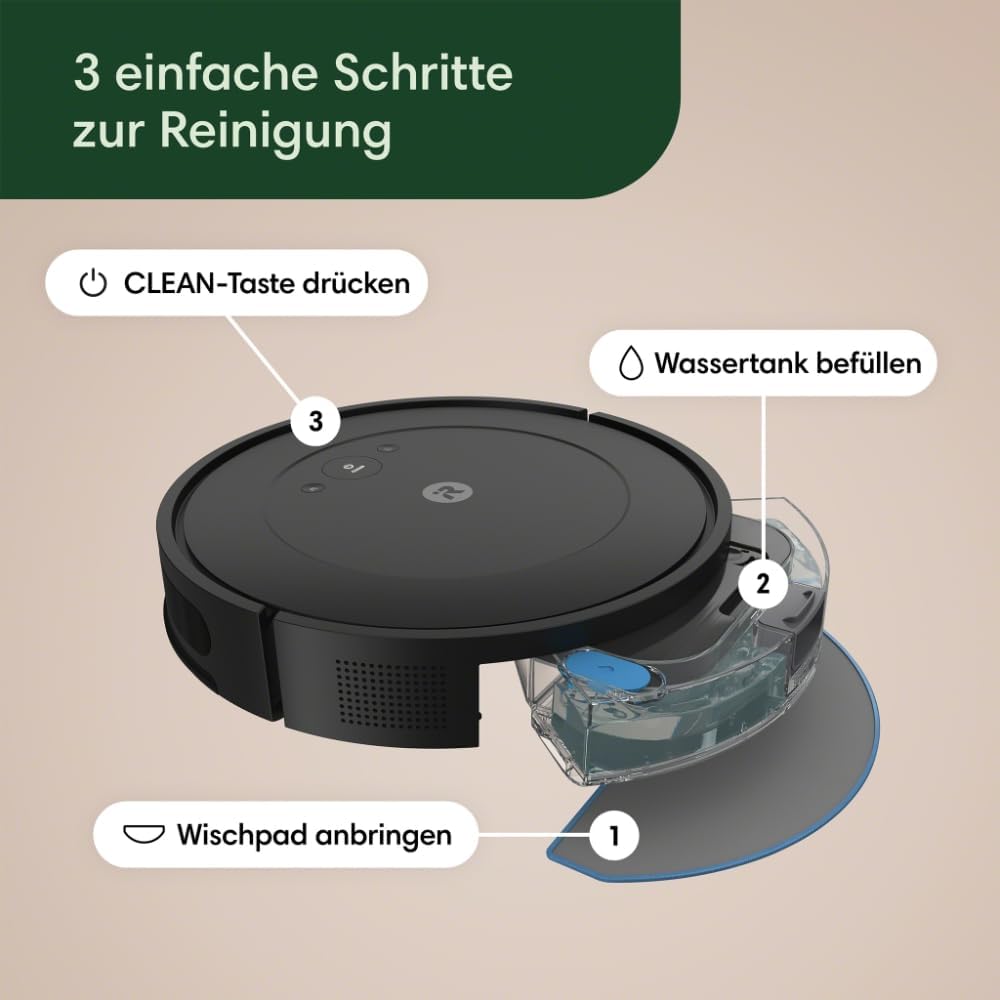 iRobot Roomba Combo Essential Saug- und Wischroboter (Y0110), leistungsstarkes Saugen und Wischen, 3