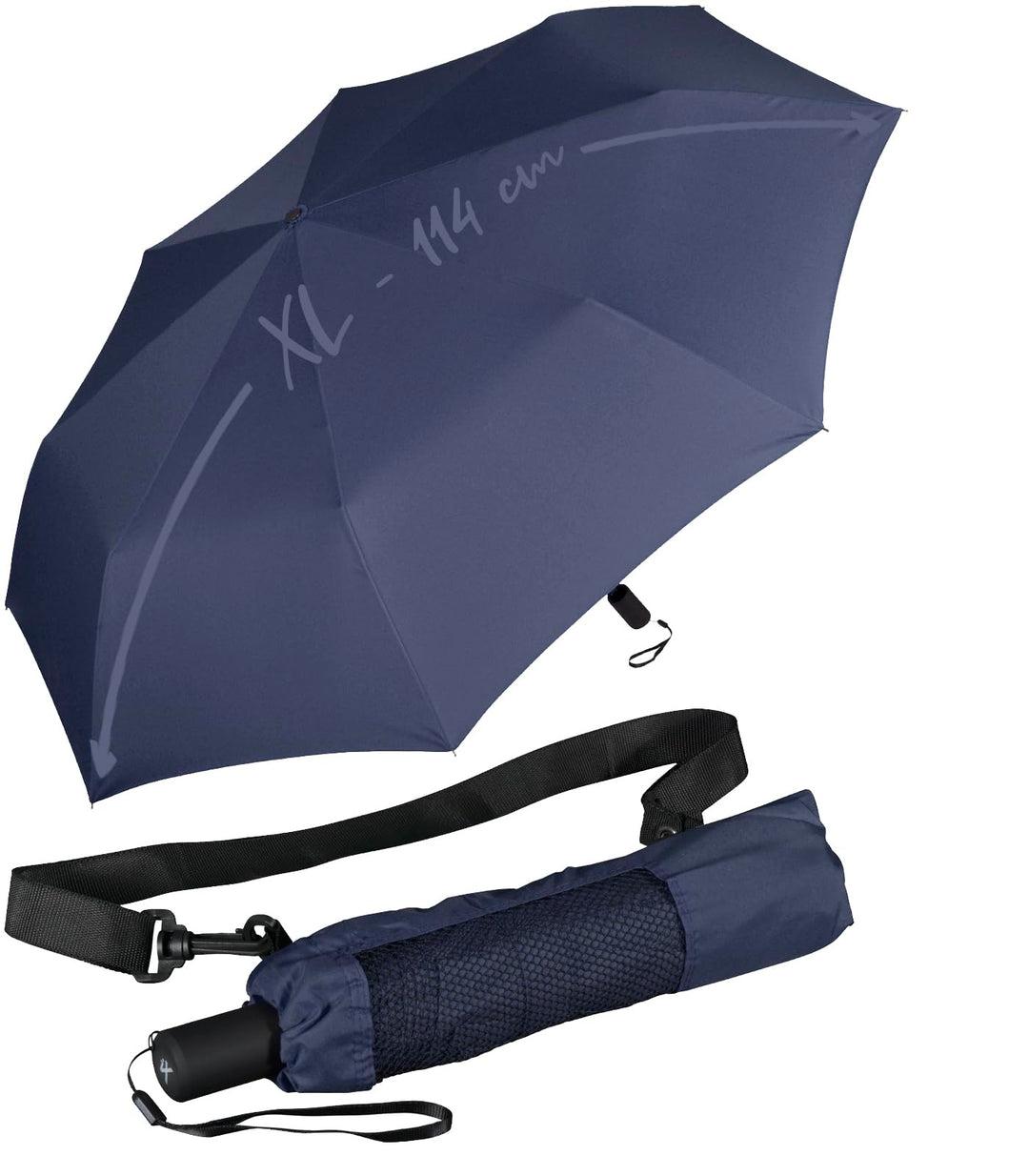 iX-brella Trekking XL Taschenschirm 115 cm gross mit Umhängetasche insignia blue, insignia blue