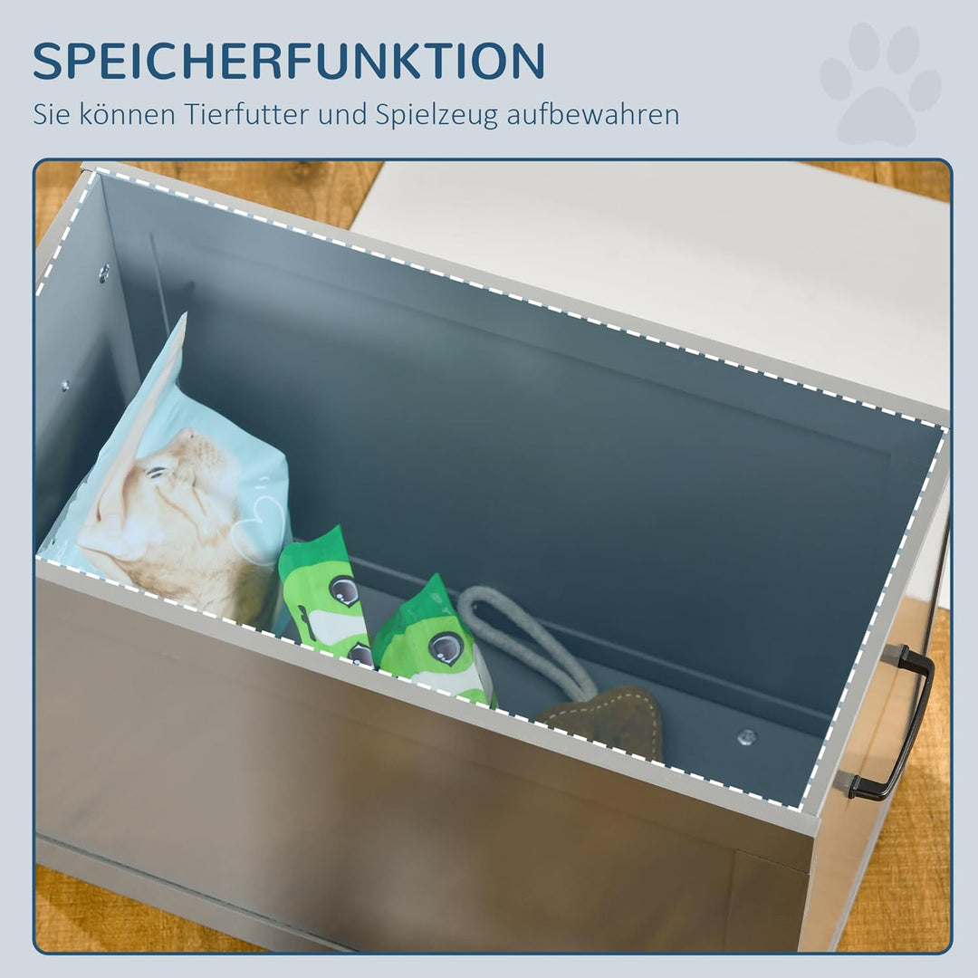 PawHut Hunde Fressnapf mit Staumraum 2 Näpfen Futterstation Edelstahlnapf Katzenapf Edelstahl Grau 6