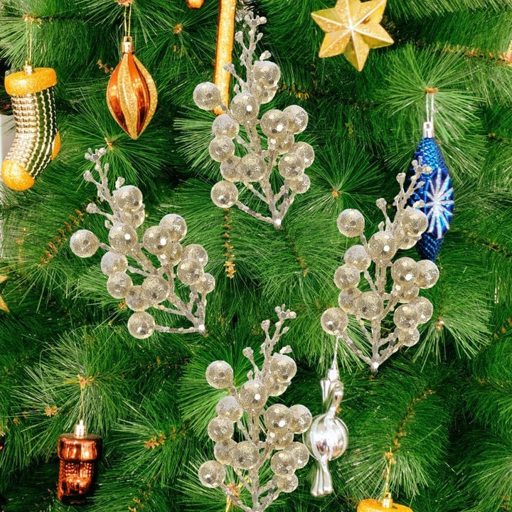 VANZACK Künstliche Weihnachts-Beerenstiele Künstliche Schneeflocken-Beerenzweig-Arrangements Dekorat