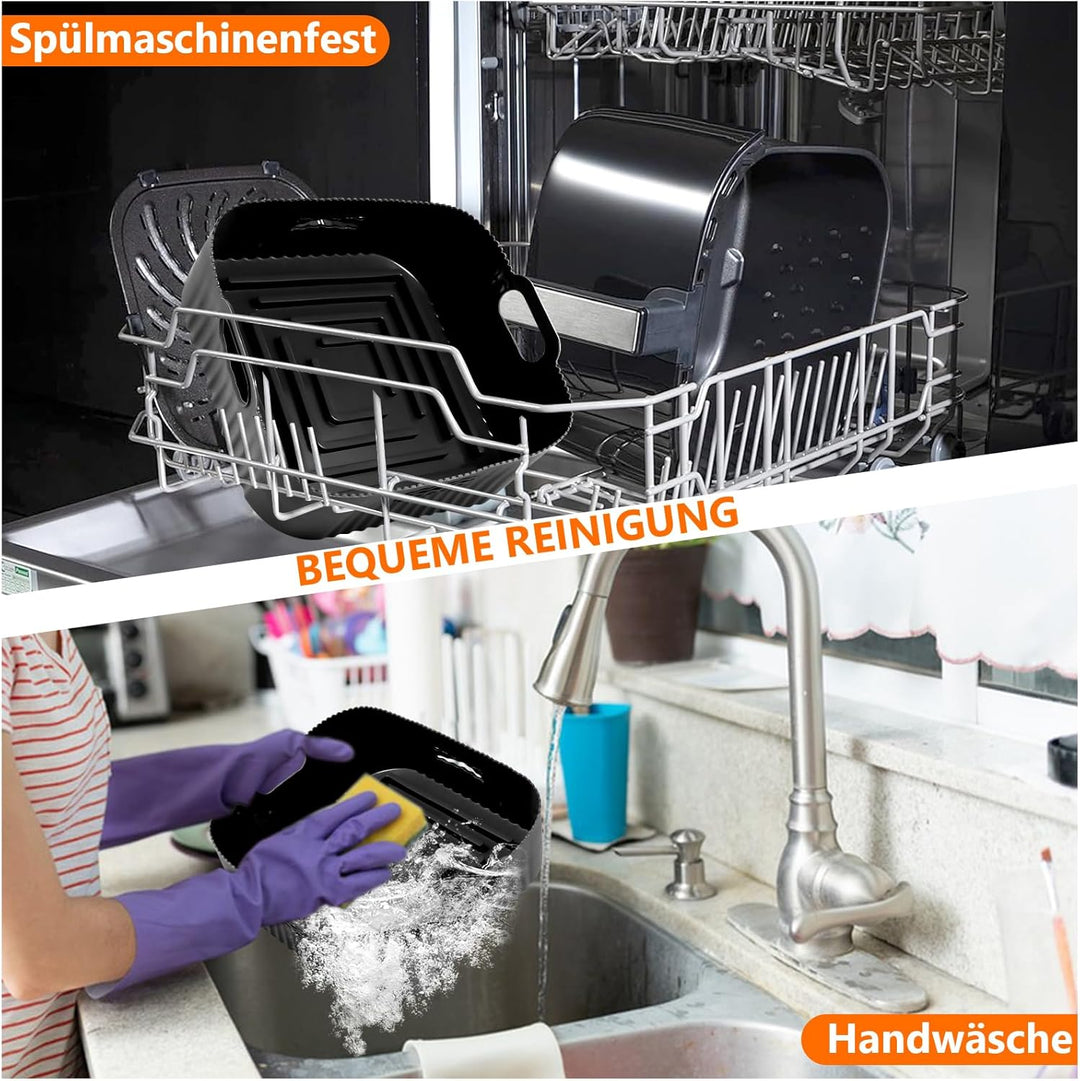 23CM Silikonform für Heissluftfritteuse, 2PCS Airfryer Zubehör XXL Silikon Backform für COSORI 6,4L,