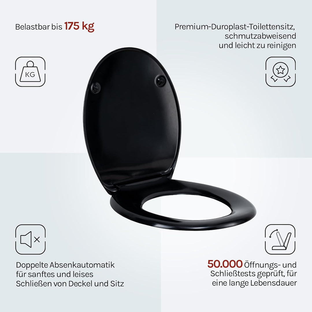 WOLTU WC Sitz mit Absenkautomatik,Toilettensitz Motiv, Toilettendeckel aus Duroplast, Stable Klodeck