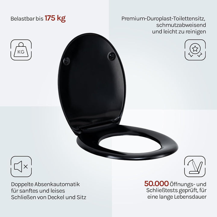 WOLTU WC Sitz mit Absenkautomatik,Toilettensitz Motiv, Toilettendeckel aus Duroplast, Stable Klodeck