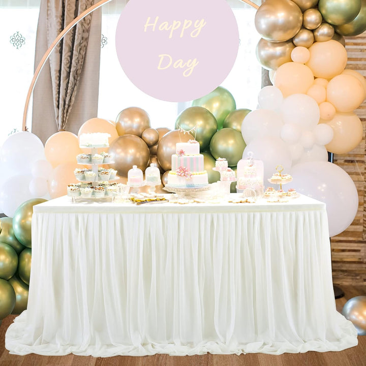 NSSONBEN Tüll Tischrock Elfenbein Tischröcke Tischdeko für Babyparty, Baby Shower Mädchen, Hochzeit,