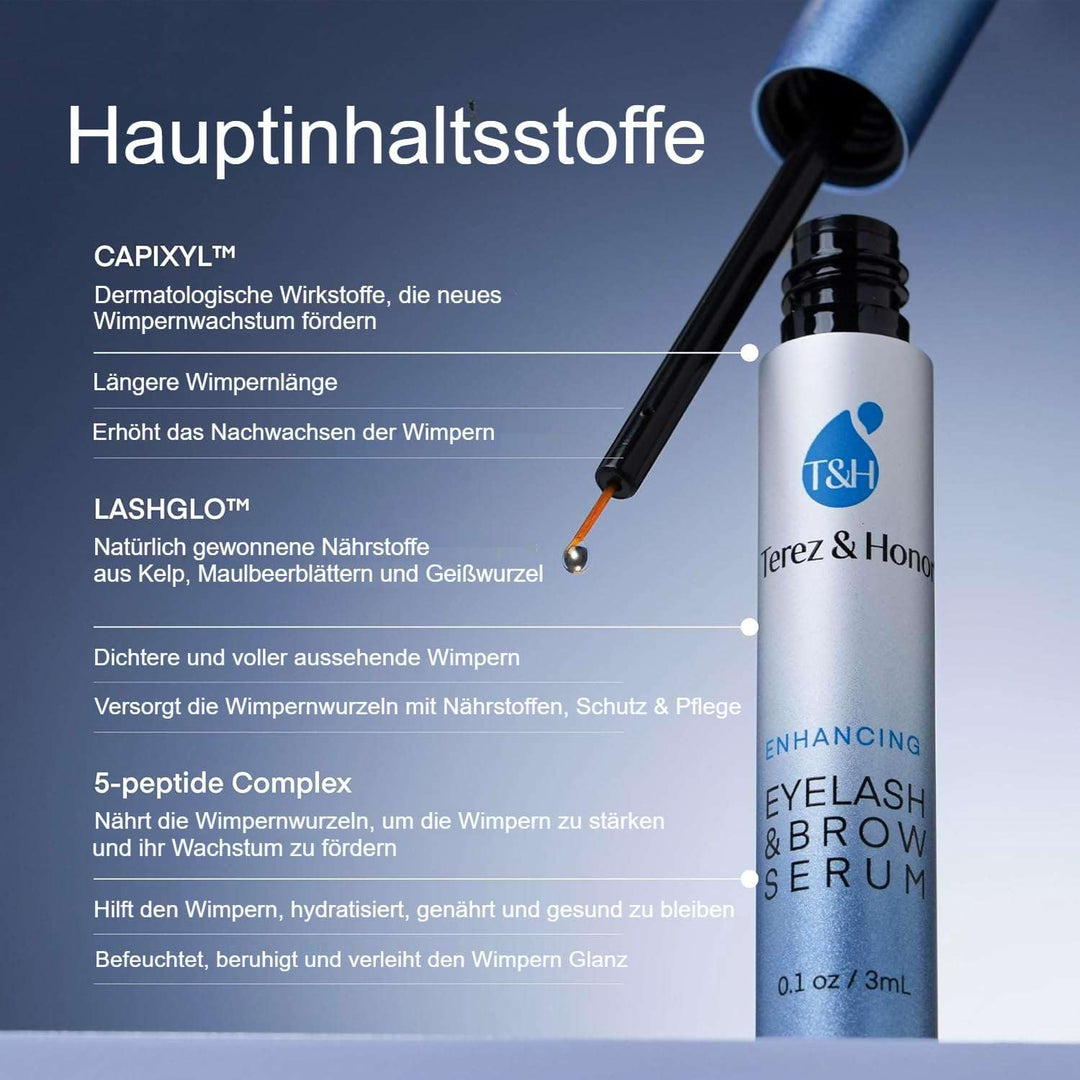Terez & Honor Wimpernserum & Augenbrauenserum für Wachstum: klinisch getestetes Serum für längere, d