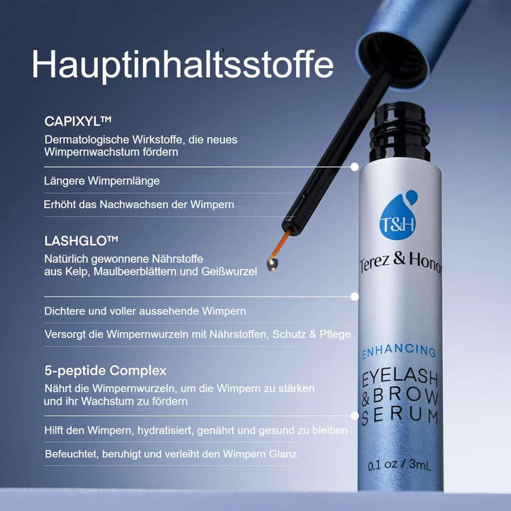 Terez & Honor Wimpernserum & Augenbrauenserum für Wachstum: klinisch getestetes Serum für längere, d